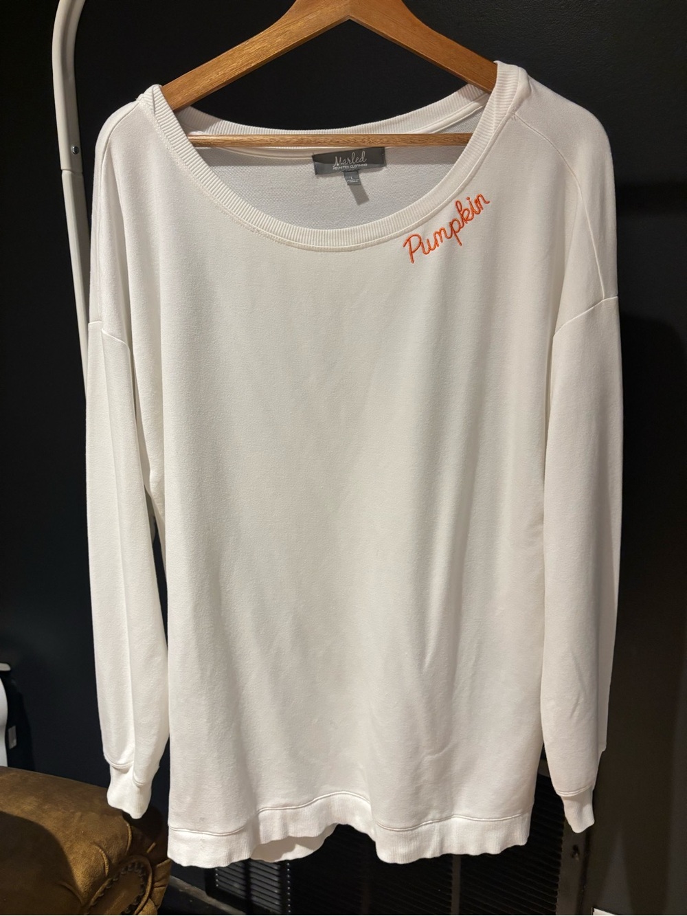 Marled Pullover Sweatshirt with Orange 'Pumpkin' Script